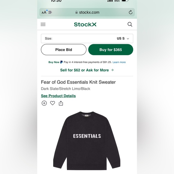 New with tags Essentials Fear of God black knit crewnwck sweater - Picture 6 of 6